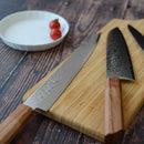 [KITCHEN (CHEF) KNIFE] HIGH CARBON STAINLESS STEEL INTERCUTTING POLISHED DAMASCUS SANTOKU KNIFE 180MM OAK OCTAGONAL PATTERN-KAKISHIBU FINISH- | SAKAI FORGED BLADES|YAMAWAKI CUTLERY
