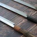 [KITCHEN (CHEF) KNIFE] GO UMA MITSUHIRO YOSHIHIRO SHIRAJI STEEL WATER-GRILLED HONYAKI TIP MARU OCTOPUS KNIFE 330MM MIRROR SURFACE WAVE FLOATING EBONY PATTERN SHEATH SPECIFICATION | SAKAI FORGED BLADES|YAMAWAKI CUTLERY